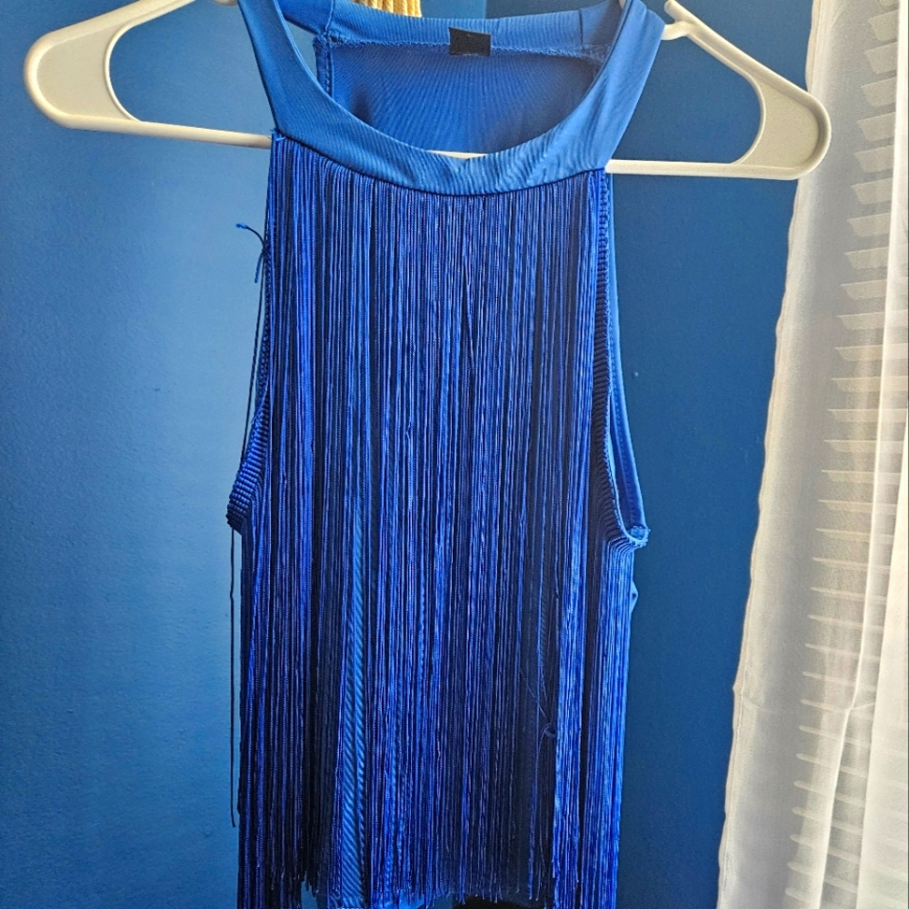 SHEIN Vibrant Blue Ribbed Knit Top